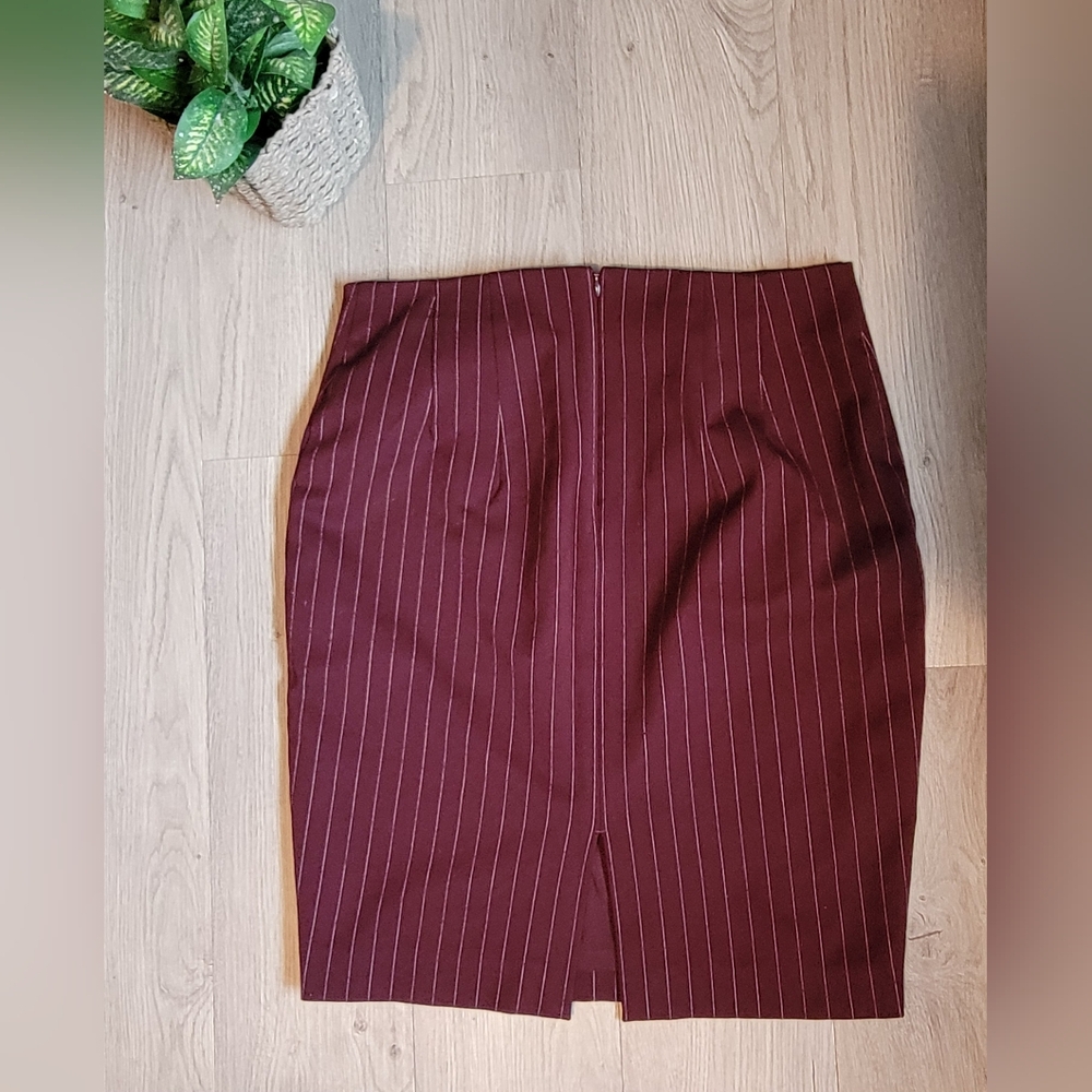 Express Burgundy Pinstripe Skirt, Women's Size 8 - Picture 7 of 11